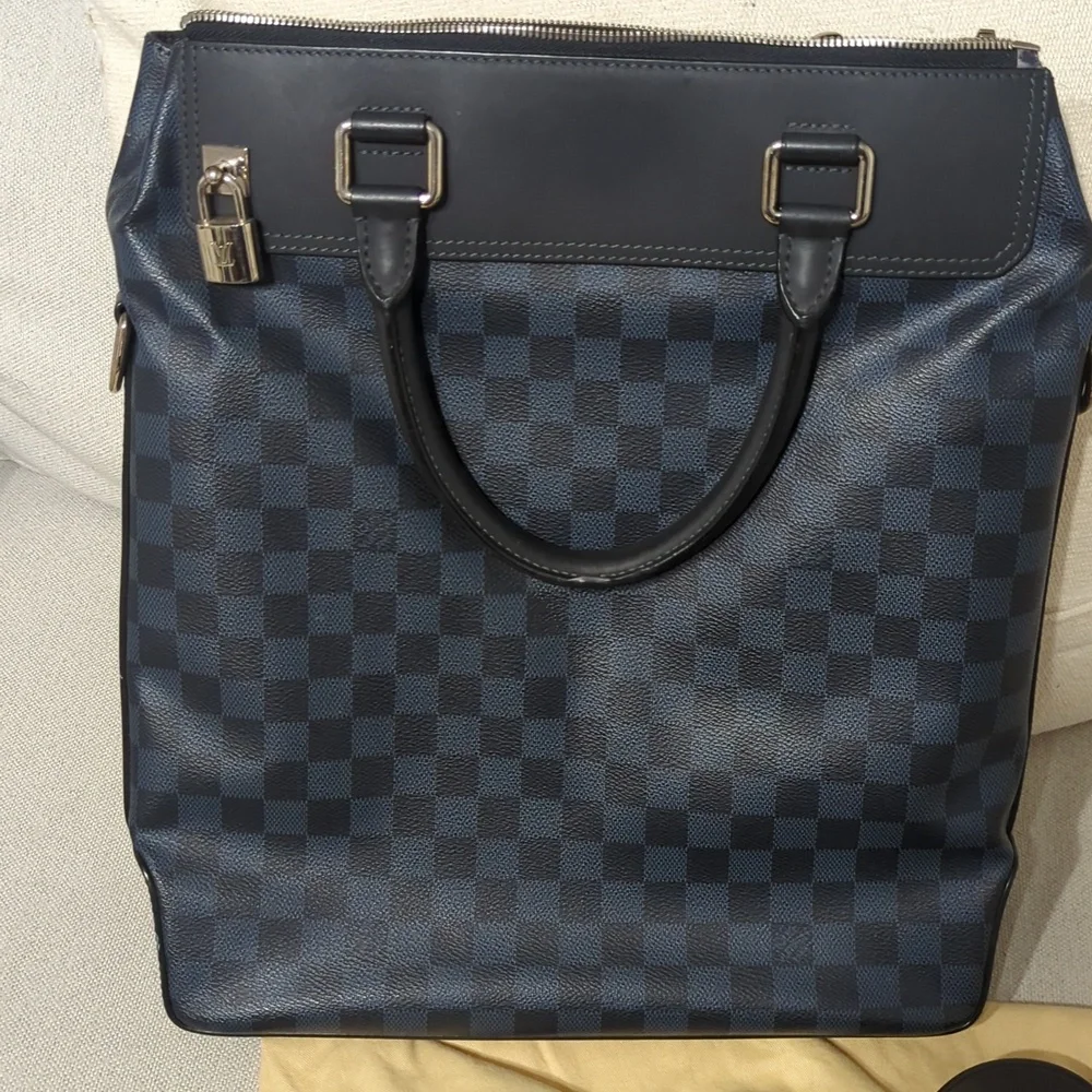 Cobalt Damier Tote Shoulder Bag. LOUIS VUITTON